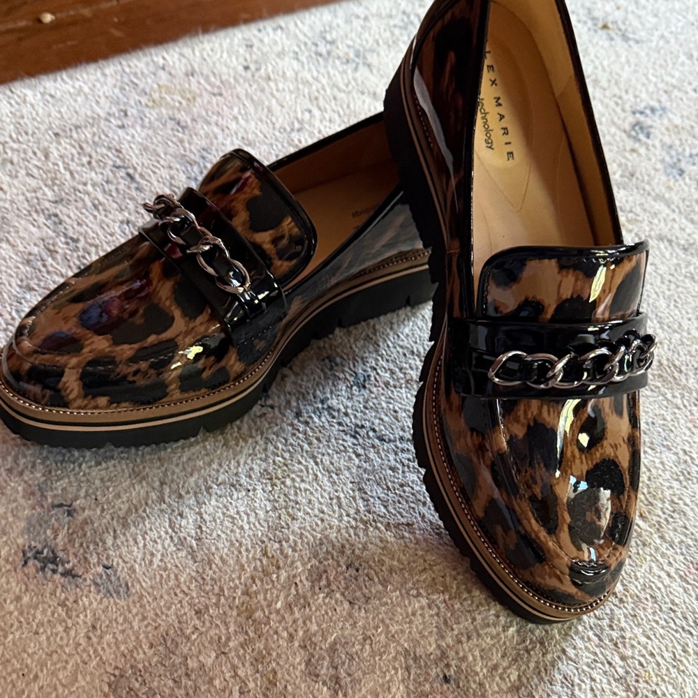 Alex Marie Black and Brown Leopard Loafers - Picture 2 of 3